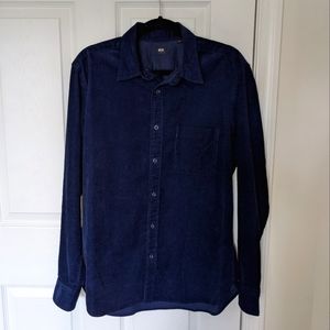 Uniqlo, Medium, Navy Blue Corduroy Button Down